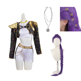 Kpop Demon Hunters Rumi Black Gold Kids Cosplay Costume Outfit Halloween Carnival Suit