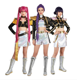 Rumi/Zoey/Mira Black Golden Performance Cosplay Outfit For Adult Female Halloween Carnival Suit