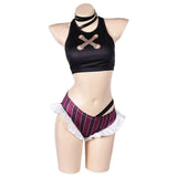League of Legends Jinx Women Black Cosplay Top Shorts Cosplay Costume Halloween Carnival Party Suit