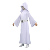 Leia Princess White Cosplay Long Robe For Children Christmas Carnival Suit  