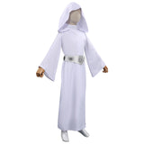 Leia Princess White Cosplay Long Robe For Children Christmas Carnival Suit  