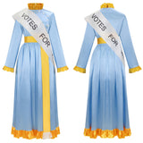Mary Poppins Women Blue Outfit Cosplay Costume Halloween Carnival Party Suit