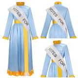 Mary Poppins Women Blue Outfit Cosplay Costume Halloween Carnival Party Suit