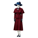 Mary Poppins Women Red Outfit Cosplay Costume Halloween Carnival Party Suit