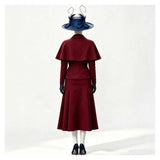 Mary Poppins Women Red Outfit Cosplay Costume Halloween Carnival Party Suit
