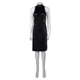 Maxine Black Leather Sleeveless Dress Cosplay Costume Outfits Halloween Carnival Suit