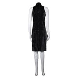 Maxine Black Leather Sleeveless Dress Cosplay Costume Outfits Halloween Carnival Suit