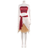 Moana Women Red Top With Grass Skirt Cosplay Costume Halloween Carnival Party Suit