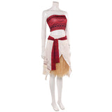 Moana Women Red Top With Grass Skirt Cosplay Costume Halloween Carnival Party Suit