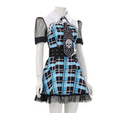 Monster High Frankie Stein Blue Dress Cosplay Costume Halloween Carnival Party Suit
