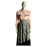 Monster The Lizzie Borden Story Lizzie Pink Top with Green Printed Skirt Cosplay Costume Halloween Carnival Party Suit