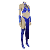 Mortal Kombat Kitana Adult Women Blue Cosplay Costume Halloween Carnival Party Suit