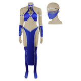 Mortal Kombat Kitana Adult Women Blue Cosplay Costume Halloween Carnival Party Suit