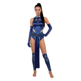 Mortal Kombat Kitana Blue Outfit Cosplay Costume Halloween Carnival Party Suit   