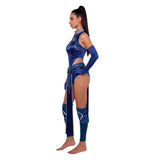 Mortal Kombat Kitana Blue Outfit Cosplay Costume Halloween Carnival Party Suit   