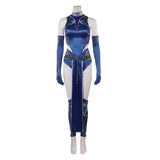 Mortal Kombat Kitana Blue Outfit Cosplay Costume Halloween Carnival Party Suit   