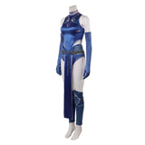 Mortal Kombat Kitana Blue Outfit Cosplay Costume Halloween Carnival Party Suit   