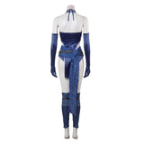 Mortal Kombat Kitana Blue Outfit Cosplay Costume Halloween Carnival Party Suit   