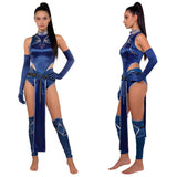 Mortal Kombat Kitana Blue Outfit Cosplay Costume Halloween Carnival Party Suit   
