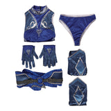 Mortal Kombat kitana Blue Outfit Cosplay Costume Halloween Carnival Party Suit