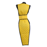 Mortal Kombat Scorpion Gender-swapped Women Yellow Qipao Cosplay Costume Halloween Carnival Party Suit
