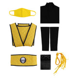 Mortal Kombat Scorpion Gender-swapped Women Yellow Qipao Cosplay Costume Halloween Carnival Party Suit