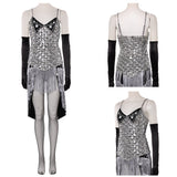 Moulin Rouge Satine Women Sliver Dress Cosplay Costume Halloween Carnival Party Suit