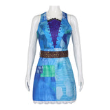 Mrs.Twit Blue Cosplay Dress For Adlt Female Halloween Carnival Party Suit 