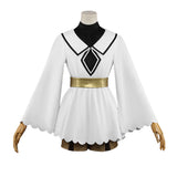 Mushoku Tensei Sylphiette Women White Dress with Green Cape Cosplay Costume Halloween Carnival Party Suit