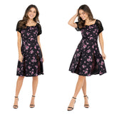 Obsession Nikki Women Black Printed Dress Cosplay Costume Halloween Carnival Party Suit