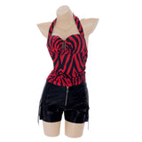 Obsession Nikki Women Red Top with Black Pants Cosplay Costume Halloween Carnival Party Suit