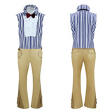 One Piece Mr. 3 Blue Stripes Outfit Cosplay Costume Halloween Carnival Party Suit