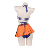 One Piece Nami Blue Bra Orange Dress Cosplay Costume Halloween Carnival Party Suit