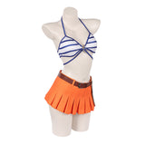 One Piece Nami Blue Bra Orange Dress Cosplay Costume Halloween Carnival Party Suit