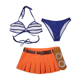 One Piece Nami Blue Bra Orange Dress Cosplay Costume Halloween Carnival Party Suit