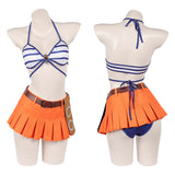 One Piece Nami Blue Bra Orange Dress Cosplay Costume Halloween Carnival Party Suit