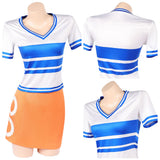 One Piece Nami Women Blue and White Striped Outfit Cosplay Costume Halloween Carnival Party Suit