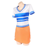 One Piece Nami Women Blue and White Striped Outfit Cosplay Costume Halloween Carnival Party Suit