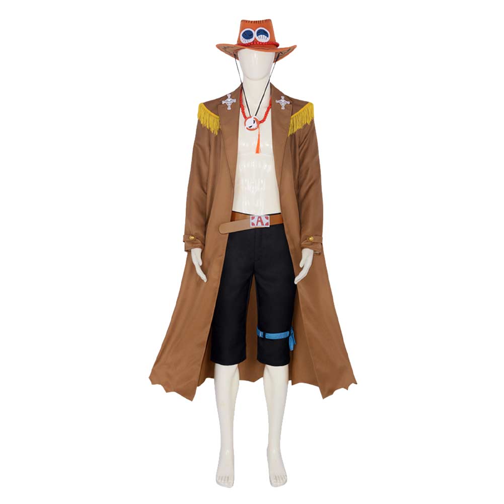 One Piece Portgas D. Ace Anime Character Brown Coat Cosplay