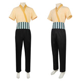 One Piece Roronoa Zoro Cosplay Costume Beige Top with Black Pants Halloween Carnival Party Suit