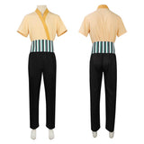 One Piece Roronoa Zoro Cosplay Costume Beige Top with Black Pants Halloween Carnival Party Suit
