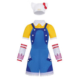 Overwatch OW Juno Women Hello Kitty Blue Outfit Cosplay Costume Halloween Carnival Party Suit