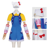 Overwatch OW Juno Women Hello Kitty Blue Outfit Cosplay Costume Halloween Carnival Party Suit