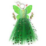 Poison Lvy Kids Children Green Dress Cosplay Costume Halloween Carnival Party Suit