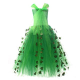 Poison Lvy Kids Children Green Dress Cosplay Costume Halloween Carnival Party Suit