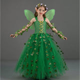 Poison Lvy Kids Children Green Dress Cosplay Costume Halloween Carnival Party Suit