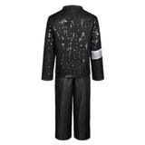 Pop Star Black Retro 80s Stage-style Classic Jacket and Hat Set Cosplay Costume Halloween Carnival Party Suit