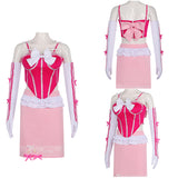 Princess Peach Women Pink Outfit Cosplay Costume Halloween Carnival Party Suit