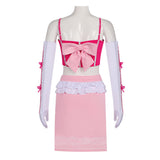 Princess Peach Women Pink Outfit Cosplay Costume Halloween Carnival Party Suit