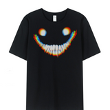 Escape the Backrooms Smiler Black printed T‑shirt Cosplay Costume Halloween Carnival Party Suit
